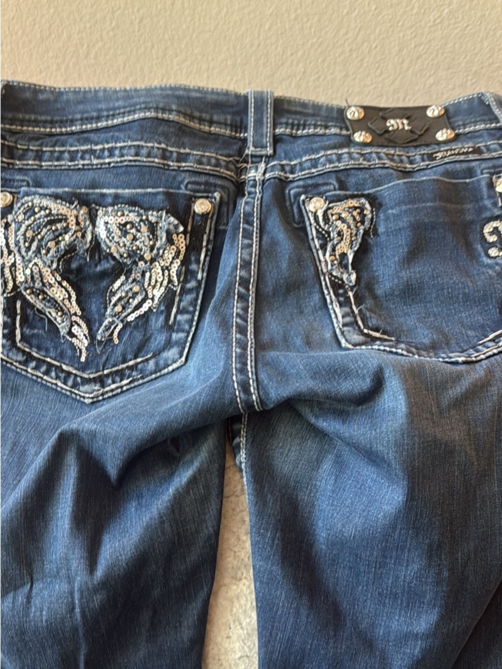 Miss Me Dark Blue Embellished Skinny Jeans